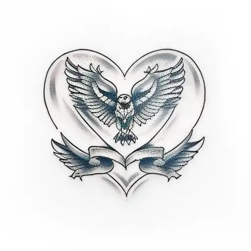 A traditional style tattoo of a red heart with a plane flying across it, representing the love for travel and the heart's desire to explore tattoo design idea