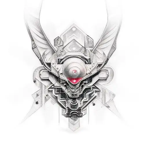 A unique fusion of traditional art techniques and cyberpunk aesthetics in a tattoo design tattoo design idea