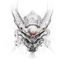 A unique fusion of traditional art techniques and cyberpunk aesthetics in a tattoo design tattoo design idea