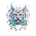 A unique fusion of traditional art techniques and cyberpunk aesthetics in a tattoo design tattoo design idea