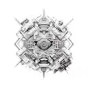 A unique fusion of traditional art techniques and cyberpunk aesthetics in a tattoo design tattoo design idea