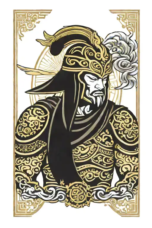 black color with gold trim spartan tattoo design idea