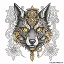 Steampunk wolf head tattoo design idea
