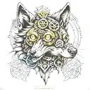 Steampunk wolf head tattoo design idea