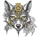 Steampunk wolf head tattoo design idea