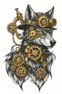 Steampunk wolf  tattoo design idea