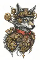 Steampunk wolf  tattoo design idea