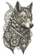 Steampunk wolf  tattoo design idea