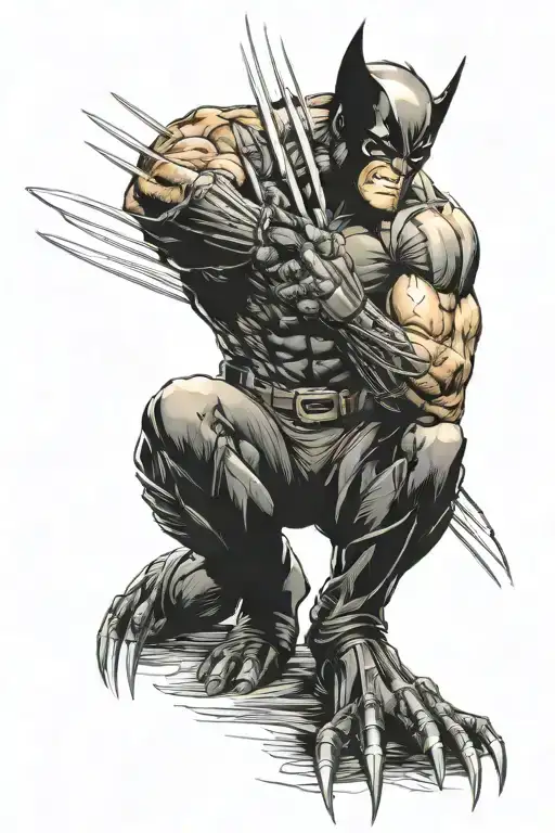 Wolverine showing one claws angry xmen suit  tattoo design idea