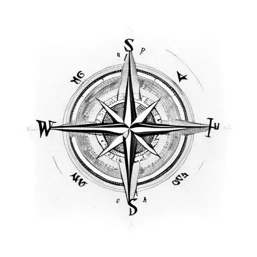 cross with a compass and map including Nazareth and Euphrates river tattoo design idea