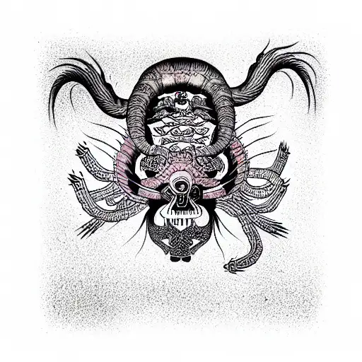 a centipede encircling the skull tattoo design idea