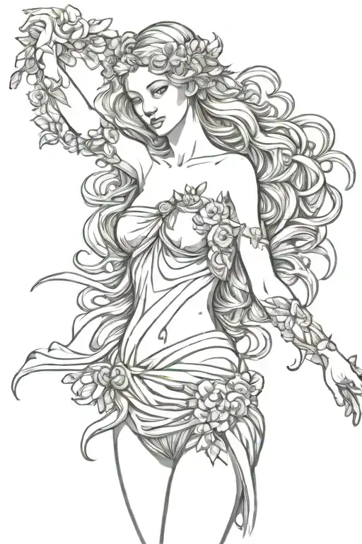 full body Aphrodite realistic beautiful girl shoulder tattoo tattoo design idea