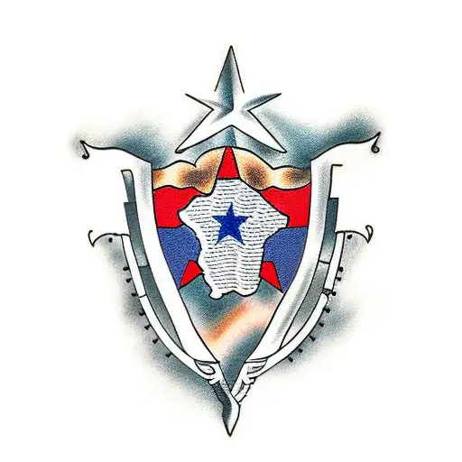 texas flag mechanical  tattoo design idea