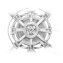 western celtic cross surrounded by texas mechanical tatto tattoo design idea