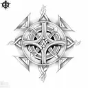 western celtic cross surrounded by texas mechanical tatto tattoo design idea