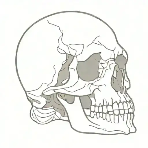 A skull with an open mouth and a hole on top of the skull tattoo design idea