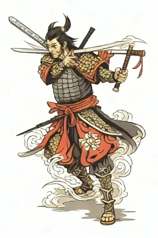 Samurai in armor with a katana tattoo design idea