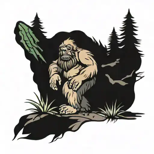 bigfoot pooping tattoo design idea