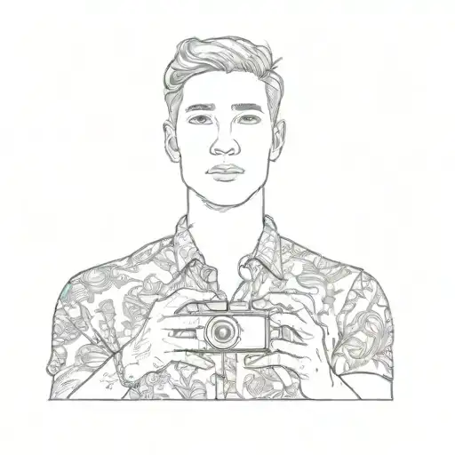 a man taking a selfie stick figure tattoo design idea