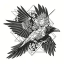 raven flying bird tattoo design idea
