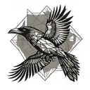 raven flying bird tattoo design idea