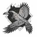 raven flying bird tattoo design idea