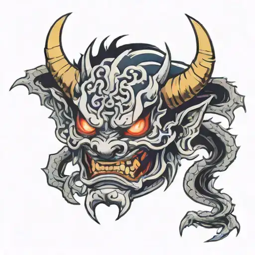 oni mask with a dragon japanese style tattoo tattoo design idea