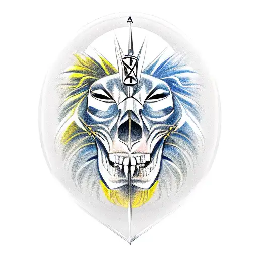 Compass, Skull, Lion tattoo design idea