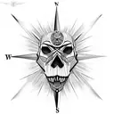 Compass, Skull, Lion tattoo design idea