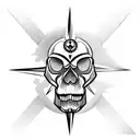 Compass, Skull, Lion tattoo design idea