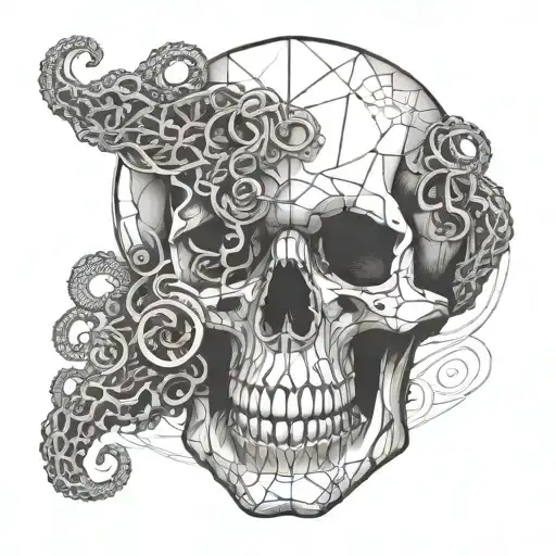 tentacles emerging from skull tattoo design idea