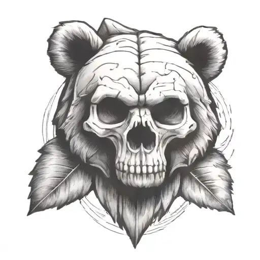stone arrowhead with the skull of a bear tattoo design idea