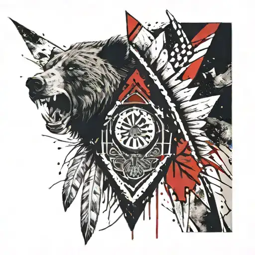 Native American arrowhead with bear claw tattoo design idea
