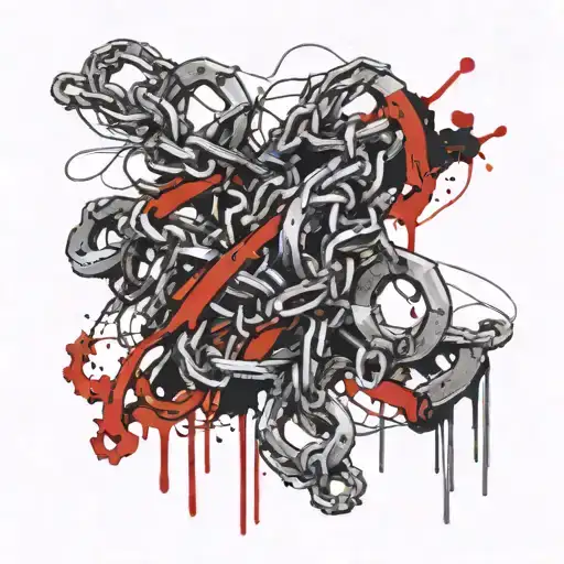 a row of broken chains tattoo design idea