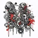 a row of broken chains tattoo design idea