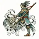 healer warrior standing tattoo design idea