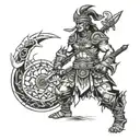 healer warrior standing tattoo design idea