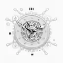 Mechanical clock gears intertwined with oil droplets tattoo design idea