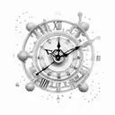 Mechanical clock gears intertwined with oil droplets tattoo design idea