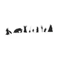 silhouettes of a group of people  With characters from Lord of the Rings, Harry Potter, Star Wars and others tattoo design idea