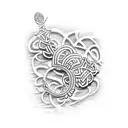 A dotwork tattoo featuring a Polynesian-style Maui hook intertwined with coral reefs and tropical fish, representing the connection between Hawaii and marine life tattoo design idea