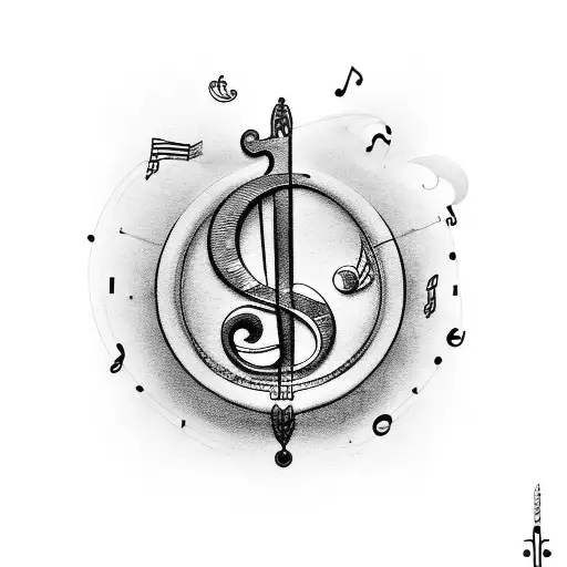 piano and clef de sol tattoo design idea
