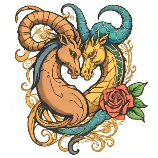 capricorn and scorpio in love each other tattoo design idea