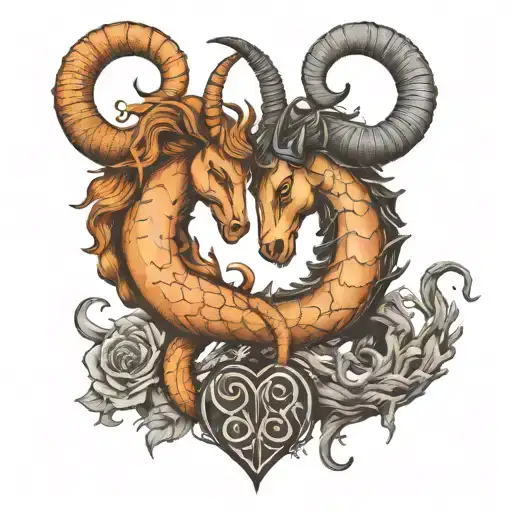 capricorn and scorpio in love each other tattoo design idea