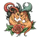 capricorn and scorpio in love each other tattoo design idea