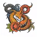 capricorn and scorpio in love each other tattoo design idea