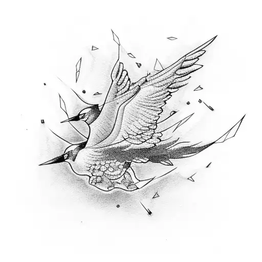 3 paper cranes  tattoo design idea