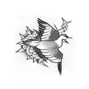 paper cranes transition into realistic japanese crane tattoo design idea