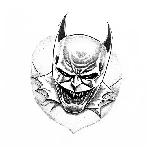 The Batman Who Laughs skull in roses tattoo design idea