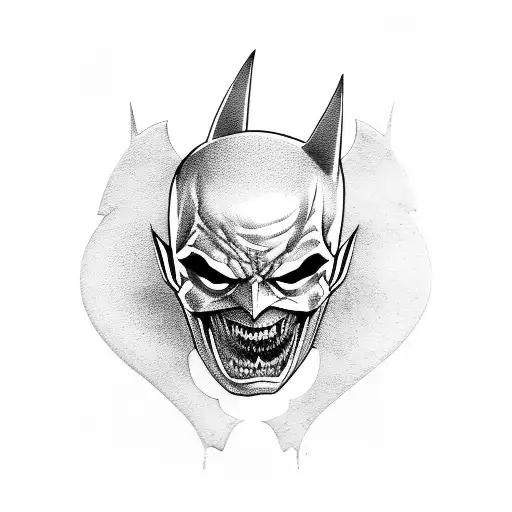The Batman Who Laughs skull in roses tattoo design idea